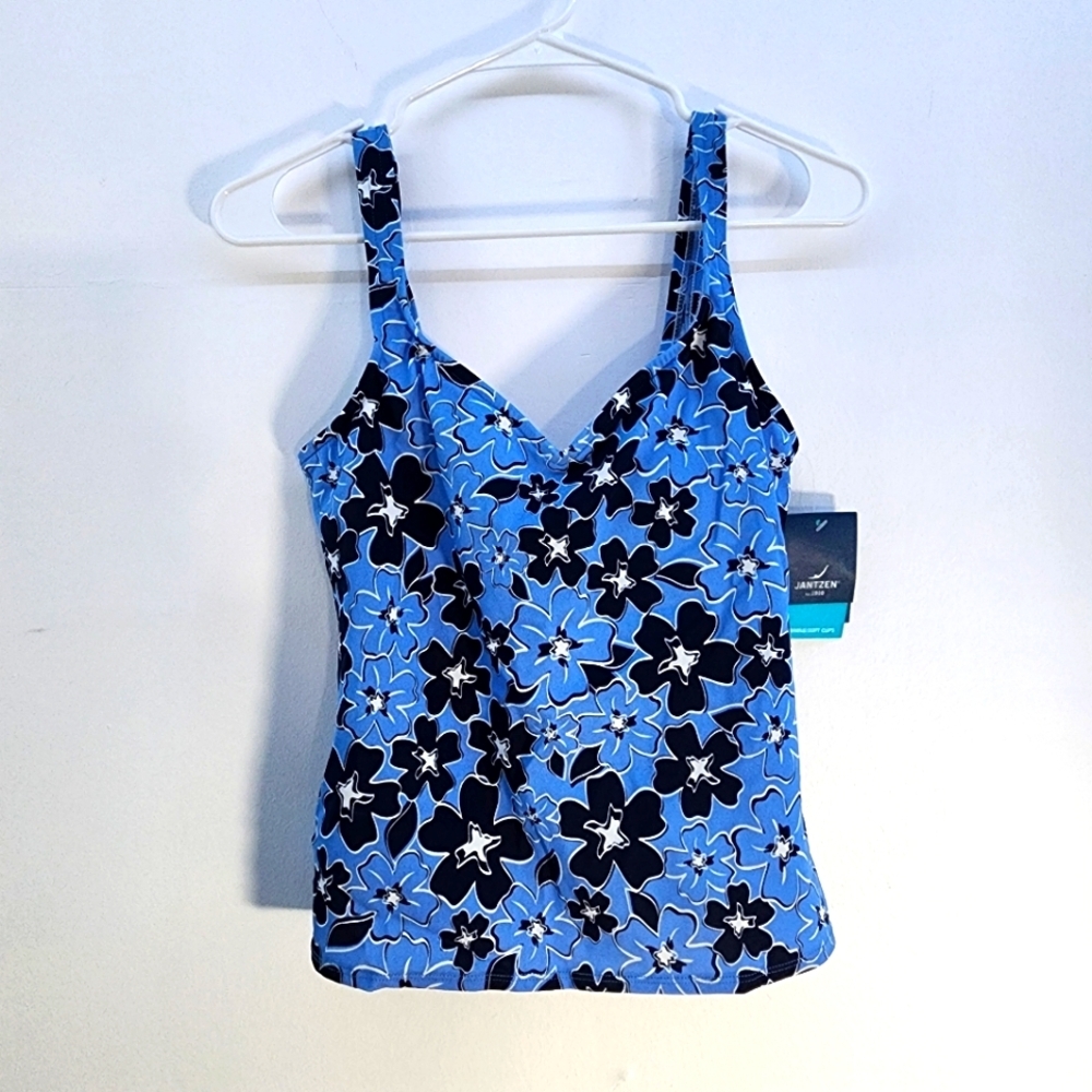 Jantzen Nwt Size 8 Blue Floral Women's Swim Top